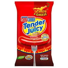 PUREFOODS TENDER JUICY HOTDOG CHILLI N CHEESE JUMBO 1KG