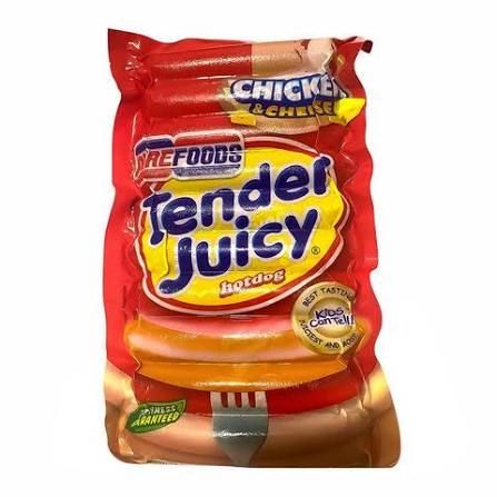 PUREFOODS TENDER JUICY JUMBO HOTDOGS CHICKEN & CHEESE 1Kg